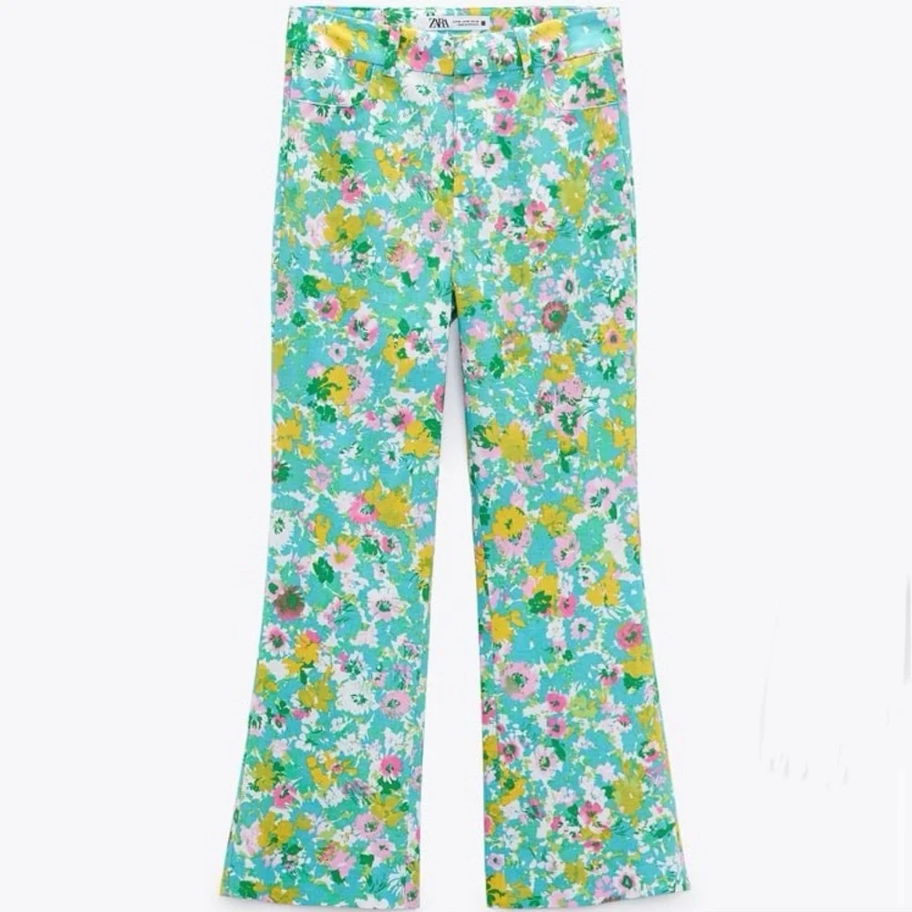 Zara Linen High Waist Floral Women’s Pants Size 2
